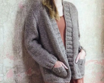 Easy Jacket Coat KNITTING PATTERN Women/Beginner Cardigan Knit Pattern Super Bulky Yarn/Instant PDF Download/Womens Simple Coat Pattern