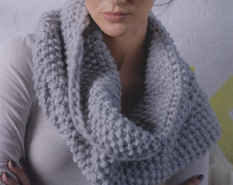 Easy Chunky Knit Infinity Scarf KNIT PATTERN, Bulky Cowl Knitting Pattern ⨯ Super Easy Scarf Pattern, Beginner Knit Pattern