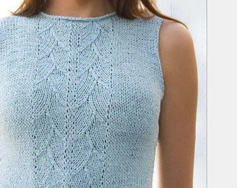 KNITTING PATTERN Easy Sleeveless Vest Tank Top  Women/Worsted Medium Yarn Instant PDF Download/Summer Tank Top Vest Pattern Beginner