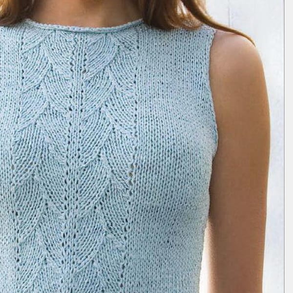 KNITTING PATTERN Easy Sleeveless Vest Tank Top  Women/Worsted Medium Yarn Instant PDF Download/Summer Tank Top Vest Pattern Beginner