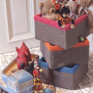 MODELLO Copertina scatola Easy Knit - Download PDF istantaneo - Modello cestino vintage lavorato a maglia - Modello semplice e semplice per principianti