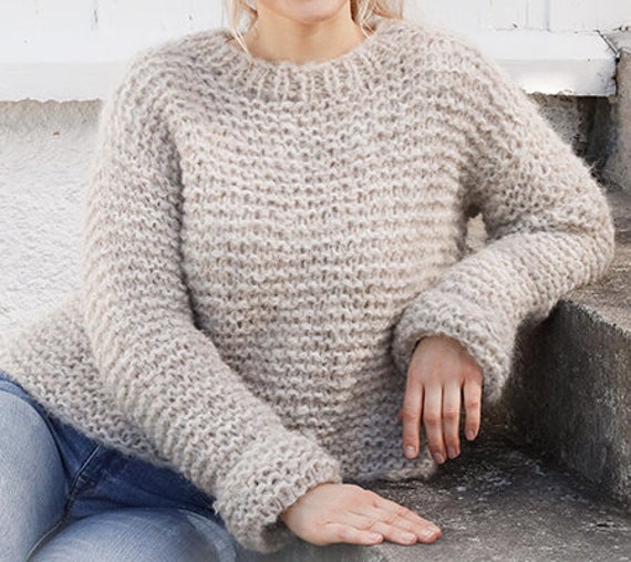 Easy Beginner Chunky Top KNIT PATTERN - Garter Stitch Simple Top Sweater Women -- Instant PDF Download