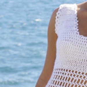 Summer Crochet Dress Women PATTERN/White Beach Dress Crochet Pattern/Knee-length Lace Dress/Instant PDF Download image 2