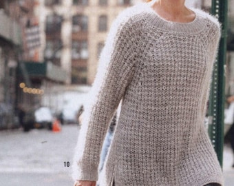 【DEARMINE】Older Ribbed Raglan Round Knit Raglan Rib Sweater - Etsy