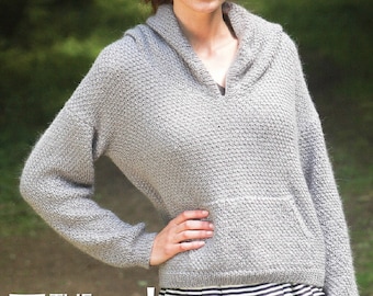 KNITTING PATTERN Hoodie Sweater Women 