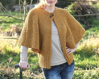 Cape Jacket KNITTING PATTERN Women - Aran Yarn - Instant PDF Download - Knit Top Jacket