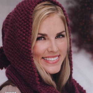 KNITTING PATTERN ⨯ Hooded Scarf Knitting Pattern Bulky Yarn ⨯ Knit Pattern Winter Accessories