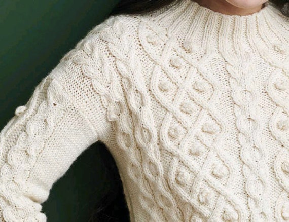 Sweater KNITTING PATTERN Women Cables/Worsted Yarn Cable Pullover Vintage  Knit Pattern/Instant PDF Download/Cable Sweater Pattern