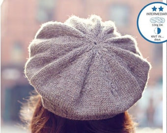 Hat Beret KNITTING PATTERN Women/Vintage Knit Pattern/Instant PDF Download/Womens Hat Cap Pattern