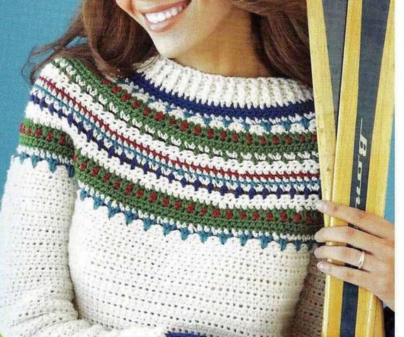 CROCHET PATTERN PDF Nordic Sweater Women/aran Medium Yarn - Etsy