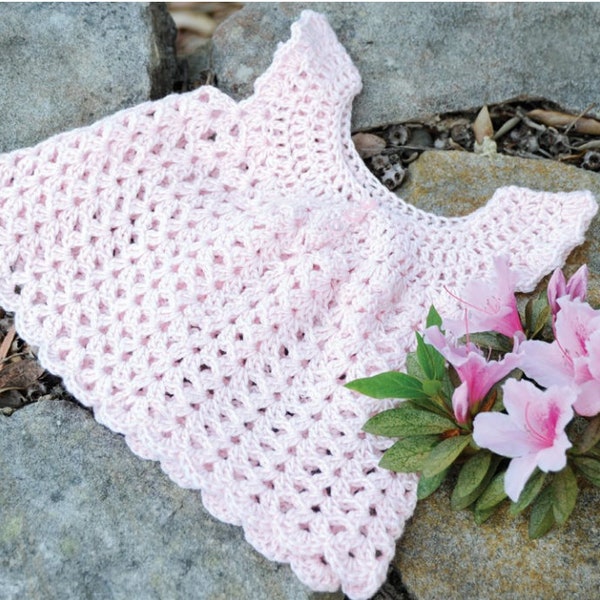 Baby Summer Dress CROCHET PATTERN/0-3 months 8-ply Yarn Instant PDF Download/Pink Crochet Dress How To Tutorial