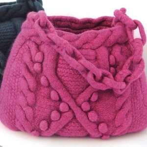 Bolso bolso bolso PATRÓN DE TEJIDO Fieltro - Descarga instantánea de PDF - Patrón vintage - Cable Bobble fieltro bolso de punto hecho a mano