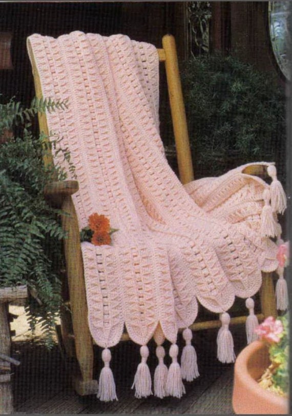 Crochet Afghan Throw PATTERN Instant PDF Download Vintage