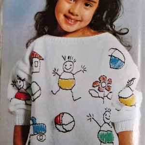 Kids Sweater KNITTING PATTERN/Children Top Vintage Knit Pattern/Instant PDF Download/Kids Pullover Pattern/Easy Beginner Knit Pattern