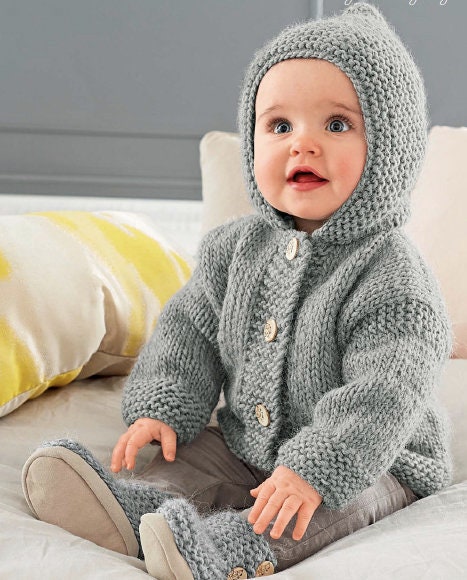 Baby Hoodie Jacket KNITTING PATTERN PDF Chunky Pixie Hooded | Etsy