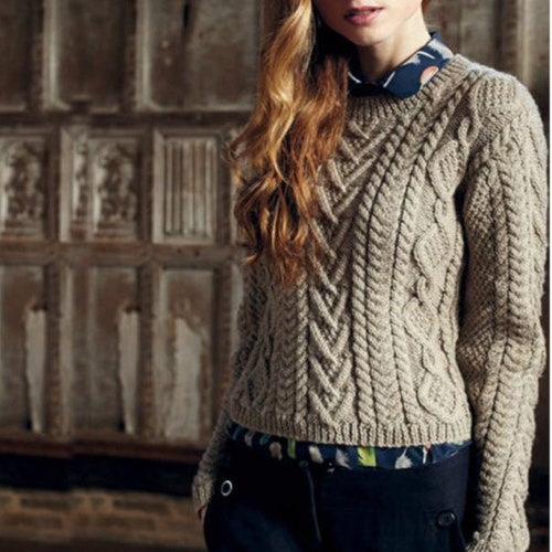 Cable Sweater KNITTING PATTERN Women 