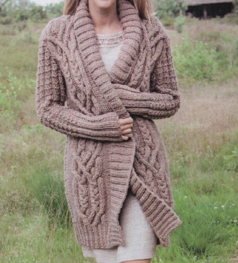 KNITTING PATTERN Aran Cable Coat Jacket Sweater Women/cable Etsy