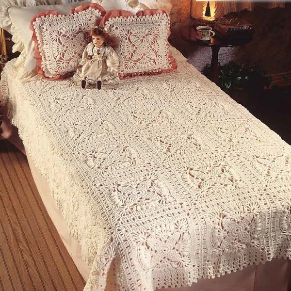 Crochet PATTERN Blanket Throw Cushions Heirloom - Instant PDF Download - Vintage Pattern - Blanket Crochet - Crochet Lace Cover Bedspread