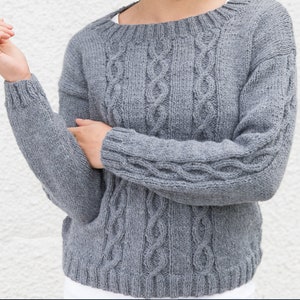 Cable Top Sweater KNITTING PATTERN Women/Aran  Worsted Yarn Cable Pullover Knit Pattern/Instant PDF Download