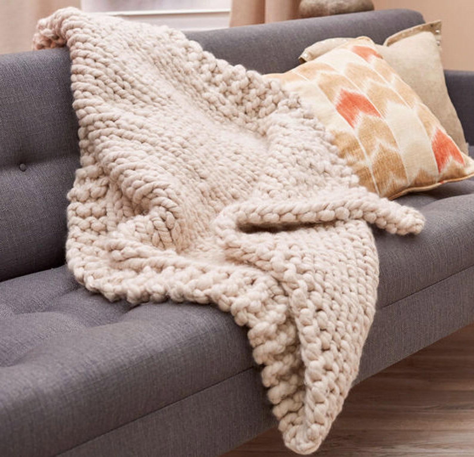 Chunky Knitted Blanket Throw PATTERN Bedspread Easy Afghan Etsy