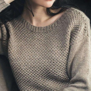 KNITTING PATTERN Sweater Women Worsted Aran Yarn/Instant PDF Download/Womens Pullover Top Sweater Pattern/Vintage Pattern