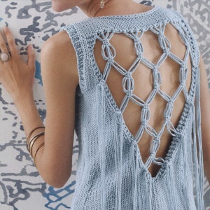 Macrame Boho Summer Top KNITTING PATTERN Women/Chunky Yarn/Instant PDF Download/Summer Vest Vintage Pattern How To Tutorial Diy image 1