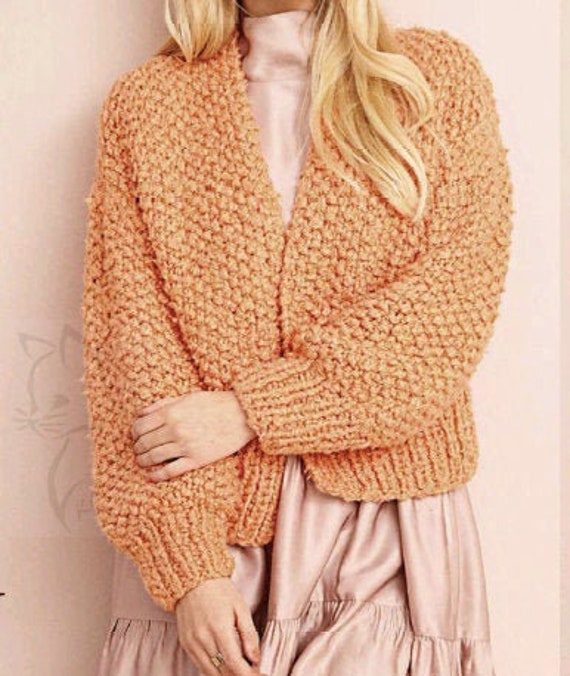 Super Easy Chunky Jacket KNITTING PATTERN Women beginner Knit Pattern instant PDF Download womens Top Chunky Crop Sweater Pattern Etsy Canada