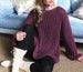 Easy Ribbed Plum Sweater KNITTING PATTERN Women/Aran Yarn Beginner Chunky-Look Burgundy Pullover Pattern/Instant PDF Download/Women Top Easy