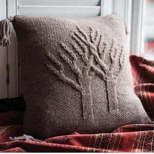 PDF KNITTING PATTERN Cushion Tree of Life Pillow Cover/Aran Yarn/Home Decor Pillow Cushion How To Tutorial/Instant Download image 1