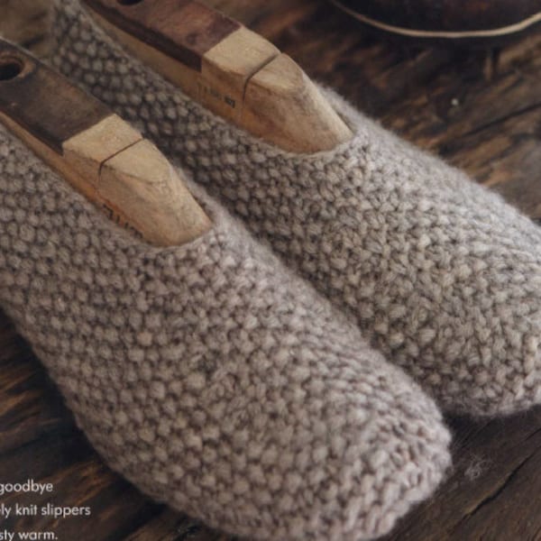 Easy Knit Slipper Pattern Just Two Needles/Knitting Pattern Slipper Socks/Instant PDF Download/Gift Idea/Beginner Knit DIY