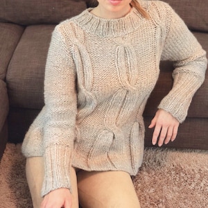 Sweater KNITTING PATTERN Women/Cable Pullover Knit Pattern/Instant PDF Download/Womens Top Cable Sweater Pattern