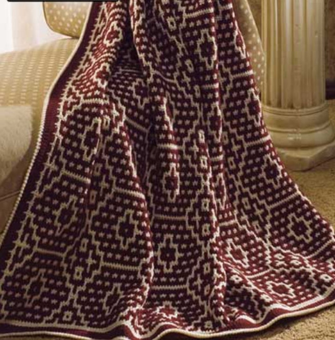 Navajo Blanket CROCHET PATTERN Afghan/southwestern Mosaic Blanket