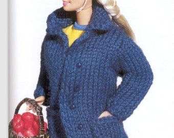 Barbie KNITTING PATTERN Jacket Coat Sweater/3-ply Light Fingering Yarn Barbie Doll Vintage Knit Pattern/Instant PDF Download