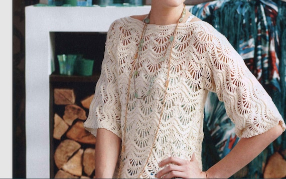 Top con scollo a barchetta MODELLO ALL'UNCINETTO Maglione estivo