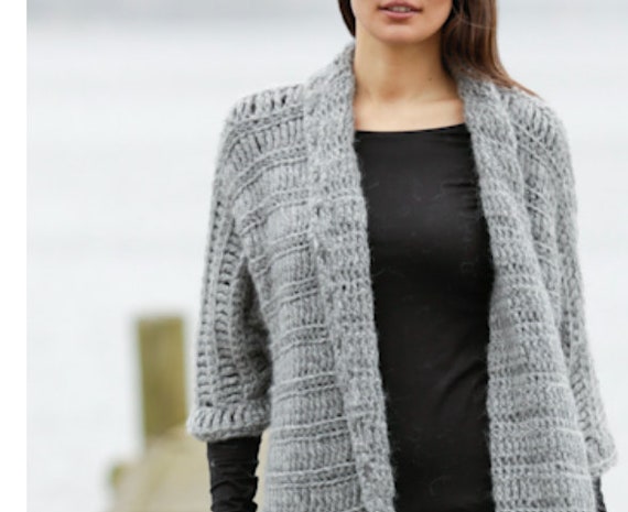Cosy Cardigan CROCHET PATTERN Women Super Chunky Yarn S-3xl