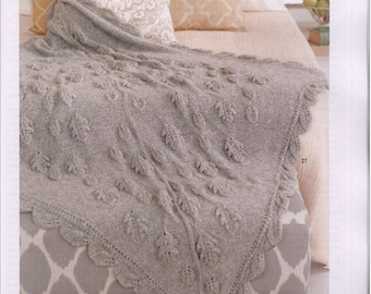 Throw KNITTING PATTERN Leaf Blanket Afghan Worsted Medium Yarn Bedspread Afghan - Instant PDF Download - Vintage Pattern - Blanket Knit