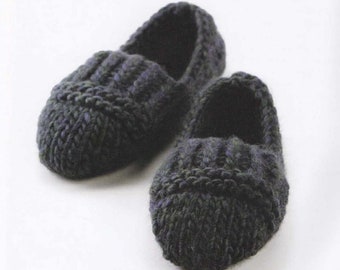 Slipper Knitting Pattern Unisex/Knit Pattern Comfy Slipper Socks Super Bulky Chunky Yarn/Instant PDF Download/Gift Idea/Vintage Knit DIY