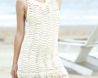 INSTANT DOWNLOAD PDF Crochet Dress Pattern Women/Dk Yarn Beach Dress Crochet Pattern/Cover-up Lace Dress/Vintage Crochet Pattern Tutorial