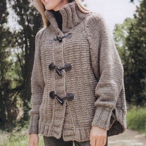 Jacket KNITTING PATTERN Duffle Poncho Coat Women/Poncho Cardigan Knit Pattern/Instant PDF Download/Womens Top Coat Pattern