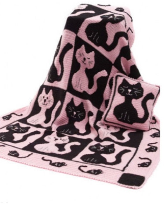 Cat Blanket CROCHET PATTERN Worsted Yarn Instant PDF Etsy