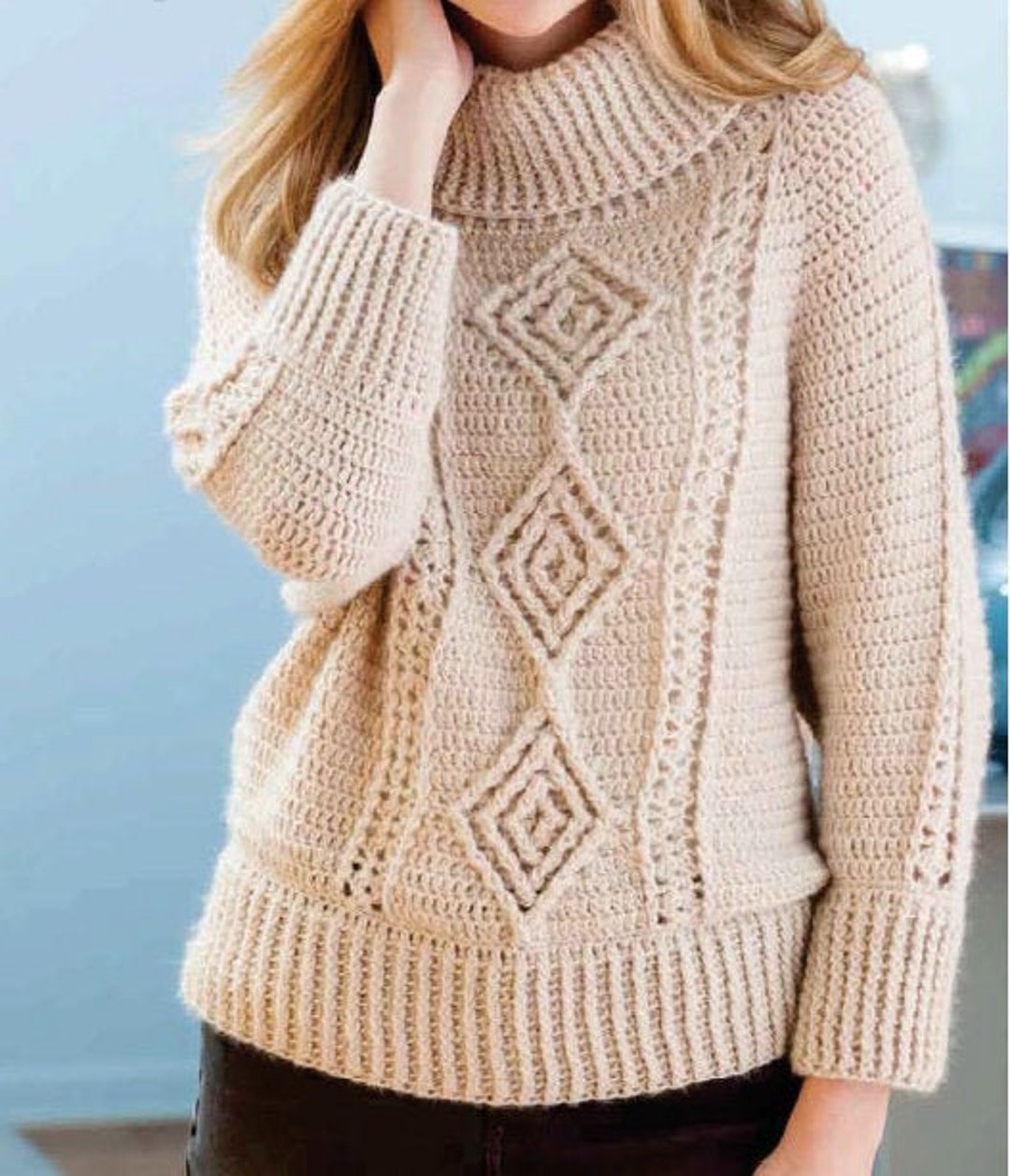 Aran Sweater CROCHET PATTERN Women instant PDF Download