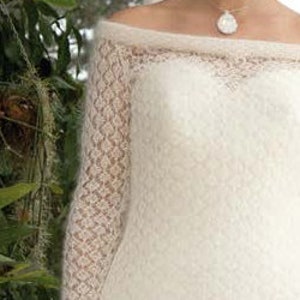 Knitting PATTERN x Winter Wedding Dress Sweater x Bridal Mohair Shawl Stole Dress Shrug x Wedding Dress DIY x Instant PDF Download image 3