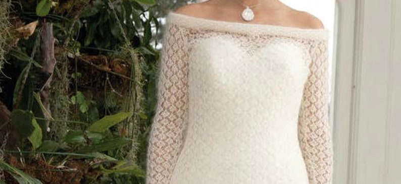 Knitting PATTERN x Winter Wedding Dress Sweater x Bridal Mohair Shawl Stole Dress Shrug x Wedding Dress DIY x Instant PDF Download image 3
