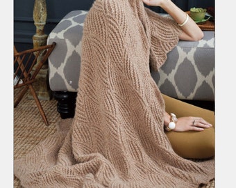 Blanket Throw KNITTING PATTERN Worsted/Medium Yarn Bedspread Afghan - Instant PDF Download - Vintage Pattern - Housewarming Gift