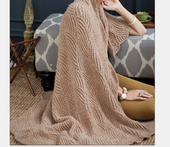 Blanket Throw KNITTING PATTERN Worsted/Medium Yarn Bedspread Afghan - Instant PDF Download - Vintage Pattern - Housewarming Gift