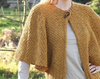 PDF KNITTING PATTERN Cape Jacket Women - Aran Yarn - Instant Download - Knit Top Jacket