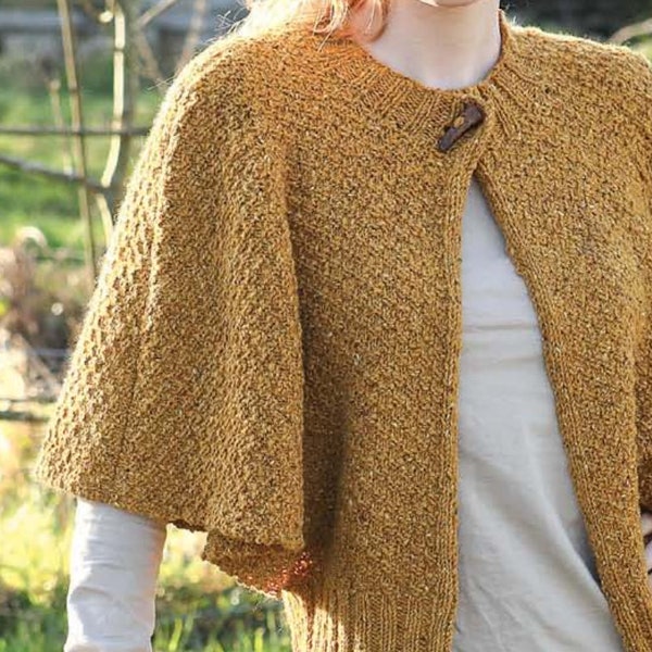 PDF KNITTING PATTERN Cape Jacket Women - Aran Yarn - Instant Download - Knit Top Jacket