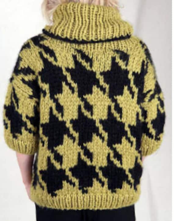 KNITTING PATTERN Houndstooth Sweater Women/chunky Knit