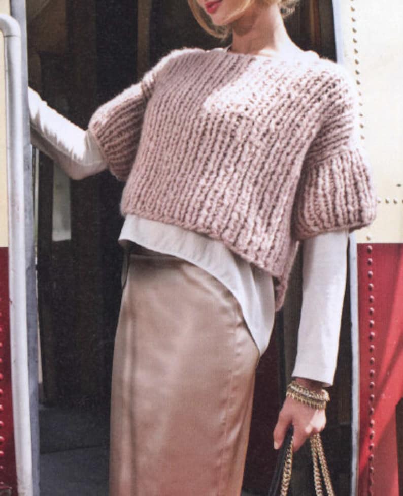 Pink Crop Sweater KNITTING PATTERN Beginner Easy Women/Vintage Etsy