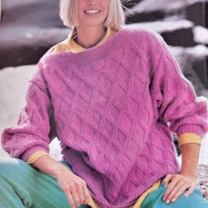 Womens Sweater KNITTING PATTERN/Women Top Vintage Knit Pattern/Instant PDF Download/Pullover Pattern/Easy Knit Pattern